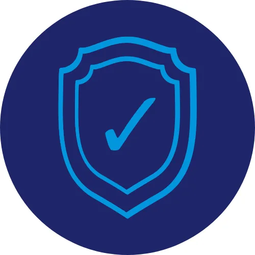 Icono de Aroa, asesora financiera, con el escudo y el check típico de los seguros.